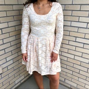 Free People cream peach lace dress
